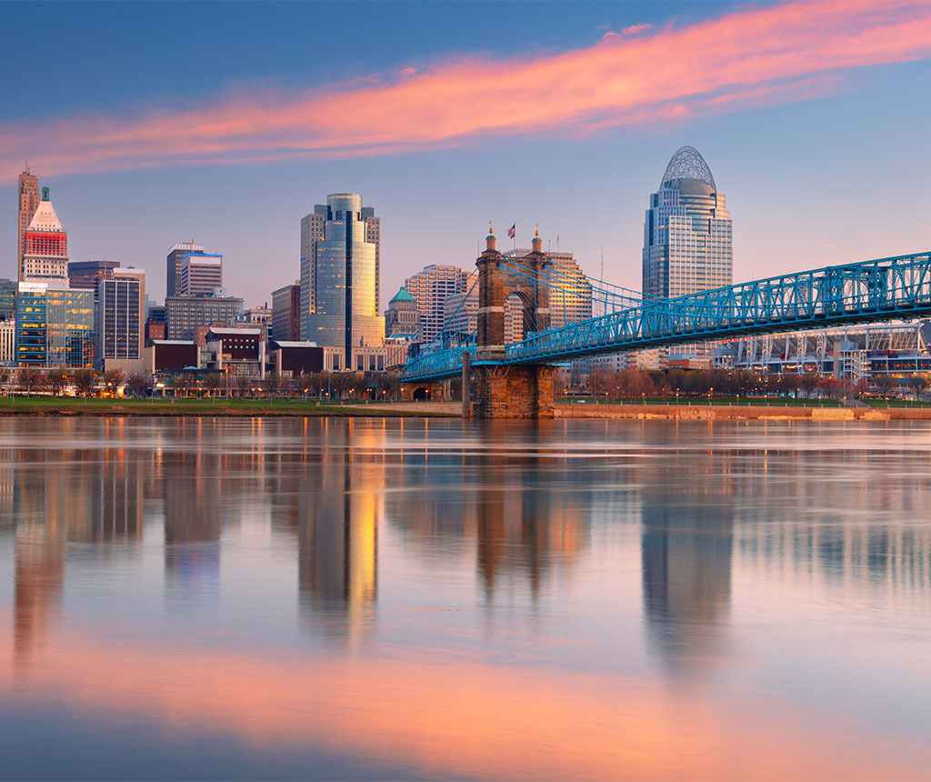 Cincinnati Ohio Skyline at Sunset